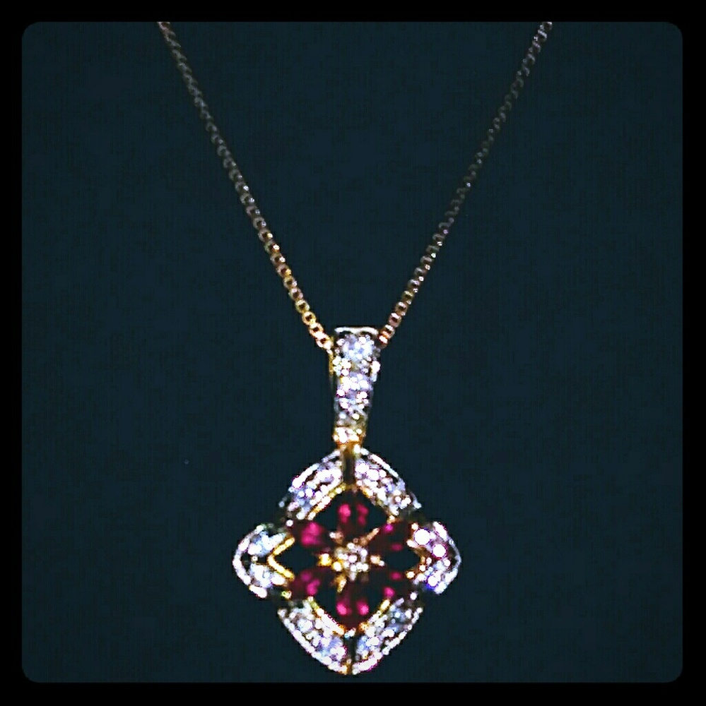 Sterling Silver 18" Ruby Necklace